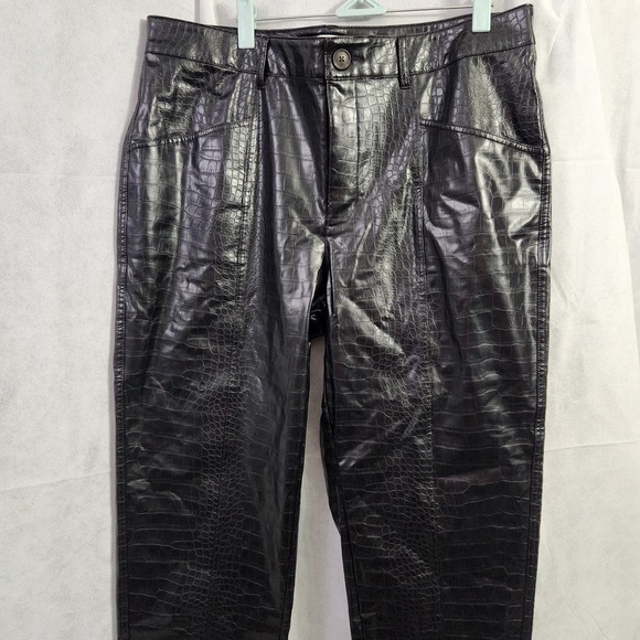 a new day Pants - A New Day Women's Relaxed High Rise Ankle Faux-Croc Leather Pants 14 NWT